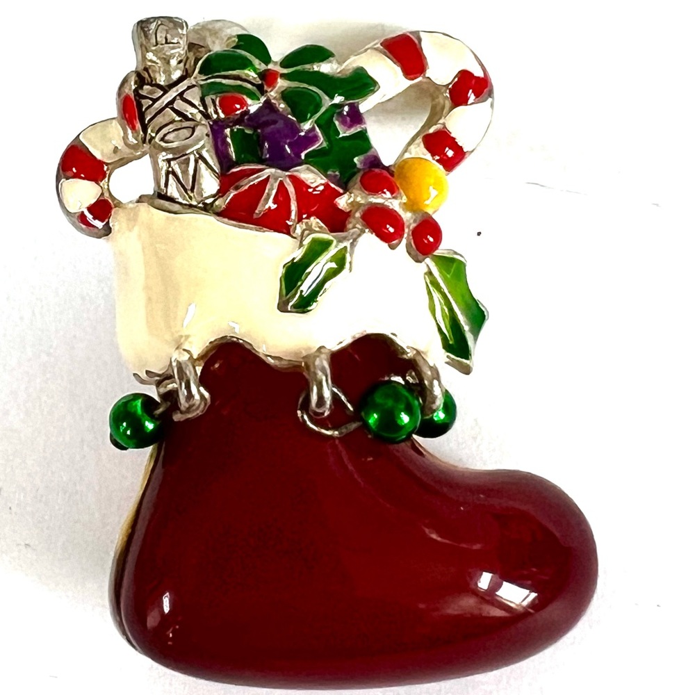 Christmas vintage Jelly Belly pin pendant stocking